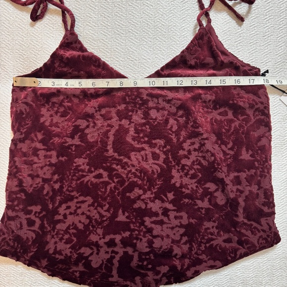 NWT DEX Velvet Burgundy Camisole Tank Top Adjustable Tie-Straps Size M - Picture 9 of 10